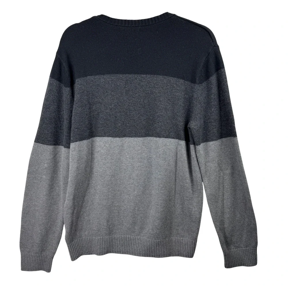 Banana Republic Sweater Mens Medium Colorblock Grey Black‎ Cotton Wool Blend